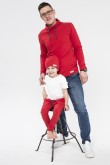 2FATHER AND SON - MEN'S SWEATSHIRT AND BAGGY TROUSERS FOR A BOY - FAMILY IN RED