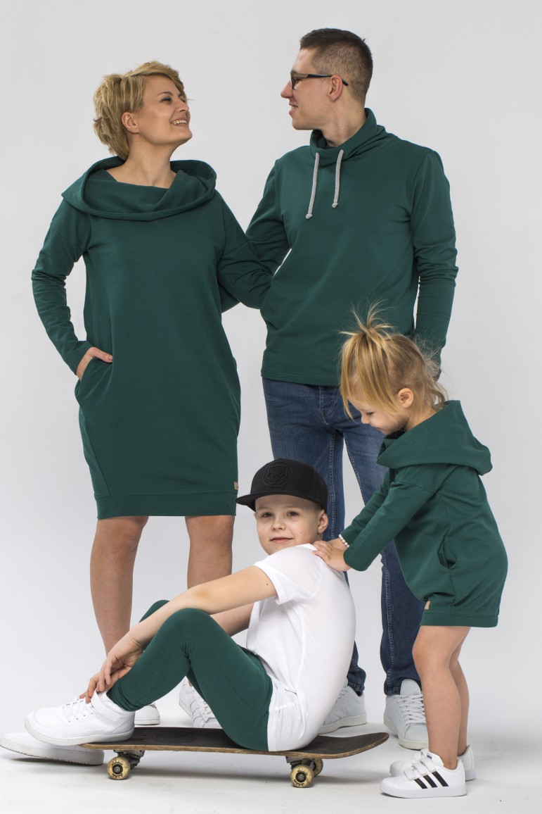 2FATHER AND SON - MEN'S SWEATSHIRT AND BAGGY TROUSERS FOR A BOY - GREEN