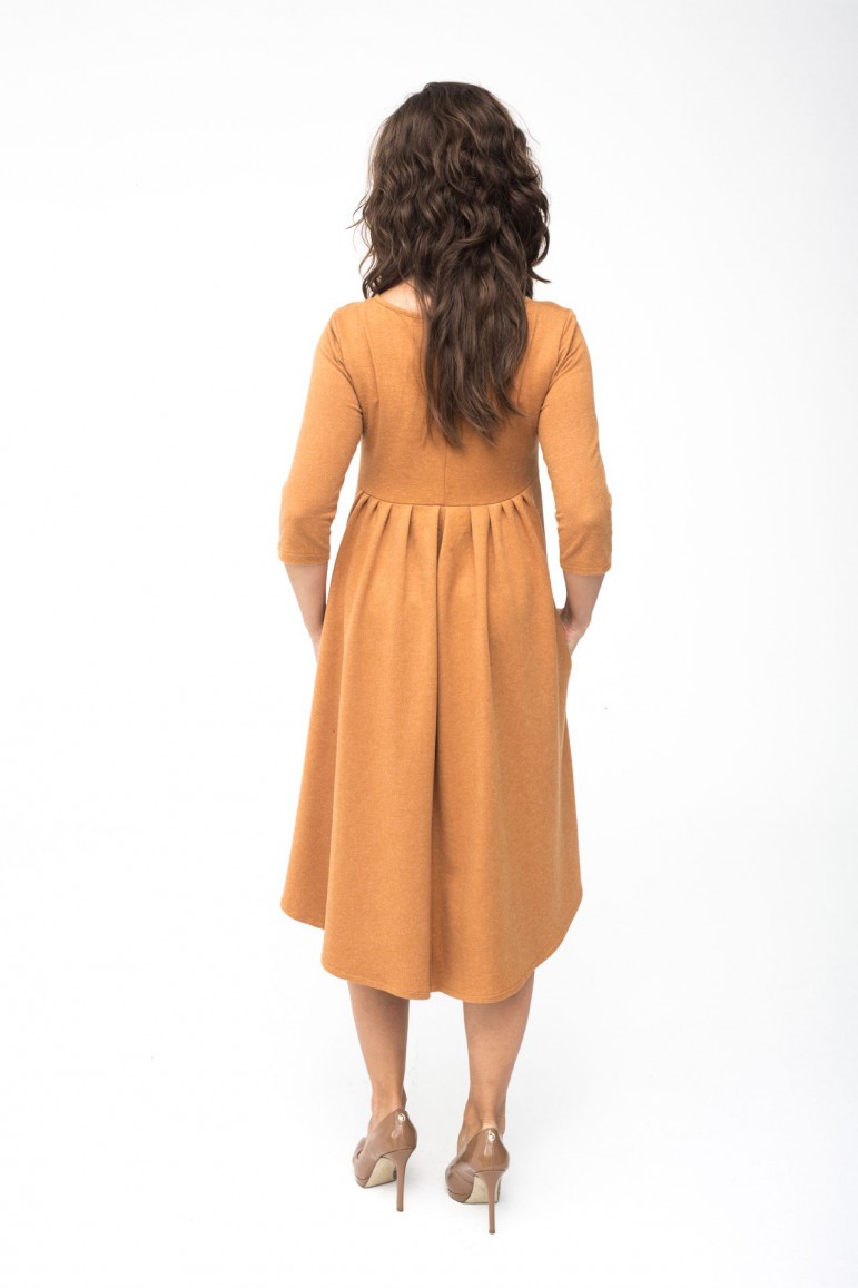 2WOMEN DRESS WITH EXTENDED BACK - CARAMEL