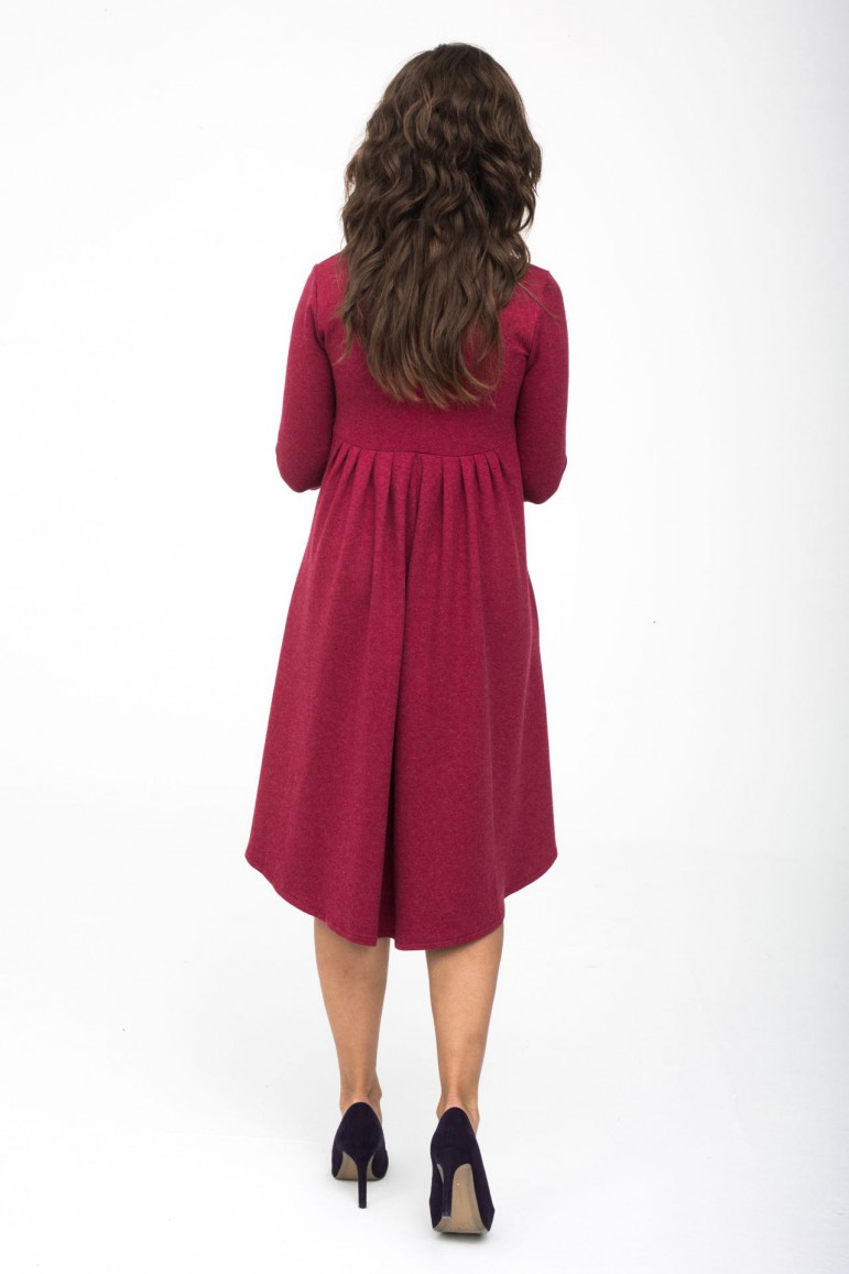 2WOMEN'S DRESS WITH EXTENDED BACK - BURGUNDY