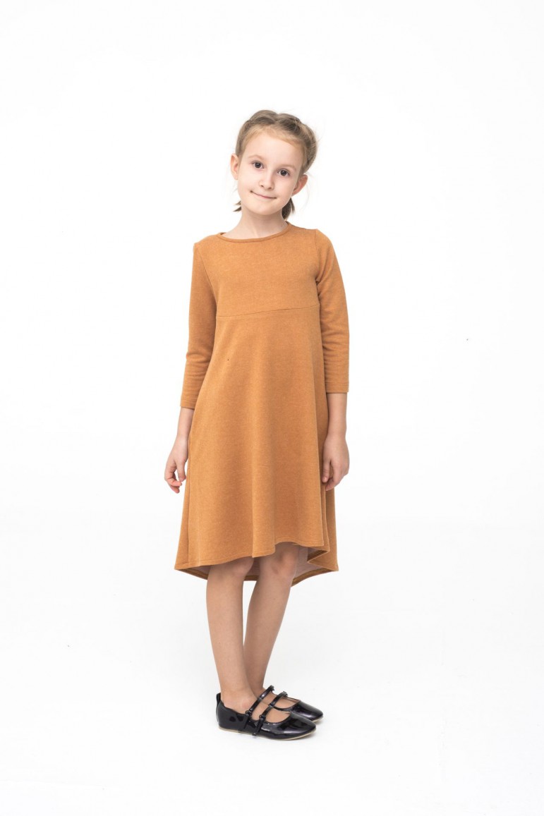 2DRESS WITH AN EXTENDED BACK FOR GIRL - CARAMEL