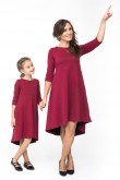 2CASUAL ELEGANT DRESSES WITH EXTENDED BACK FOR MOTHER AND DAUGHTER - BURGUNDY