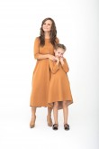 2ELEGANT DRESSES WITH CHARMING BACK FOR MOTHER AND DAUGHTER MIDI VERSION - CARAMEL