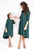 2Komplet sukienek dla mamy i córki z przedłużonym tyłem - Green