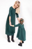 2ELEGANT DRESSES WITH CHARMING BACK FOR MOTHER AND DAUGHTER - GREEN