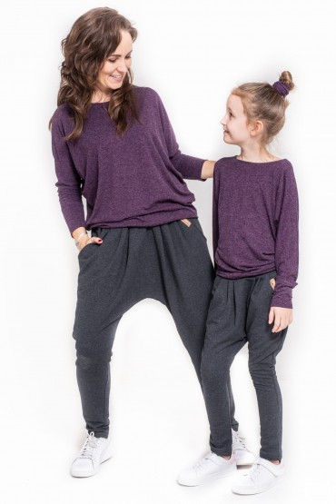 SET FOR MOTHER AND DAUGHTER OF FLAVED BLUSE - PURPLE