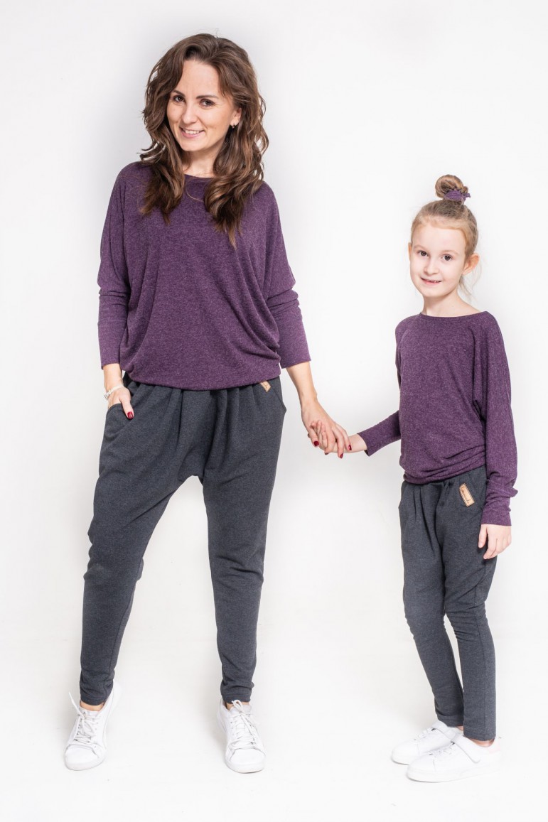 2SET FOR MOTHER AND DAUGHTER OF FLAVED BLUSE - PURPLE