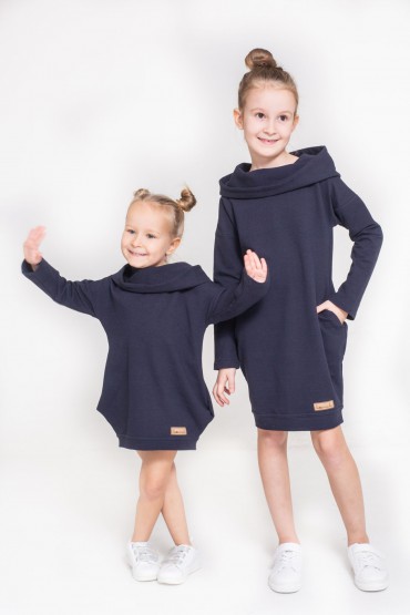 A SET OF THE SAME TUNIC FOR GIRLS - DARK BLUE