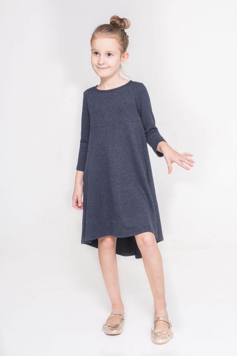 2DRESS WITH AN EXTENDED BACK FOR GIRL - DARK BLUE