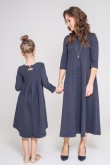 2ELEGANT DRESSES WITH CHARMING BACK FOR MOTHER AND DAUGHTER MIDI VERSION- DARK BLUE