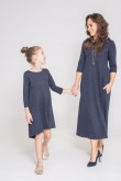 2ELEGANT DRESSES WITH CHARMING BACK FOR MOTHER AND DAUGHTER MIDI VERSION- DARK BLUE