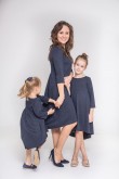 2CASUAL ELEGANT DRESSES WITH EXTENDED BACK FOR MOTHER AND DAUGHTER - DARK BLUE