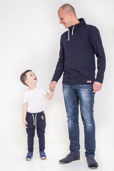 FATHER AND SON - MEN'S SWEATSHIRT AND BAGGY TROUSERS FOR A BOY - DARK BLUE