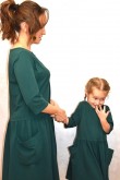 2MOTHER DAUGHTER MATCHING DRESS WITH BIG POCKETS - GREEN