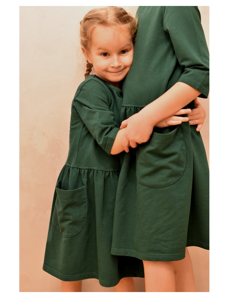 2THE SAME DRESSES WITH POCKETS FOR SISTERS - GREEN