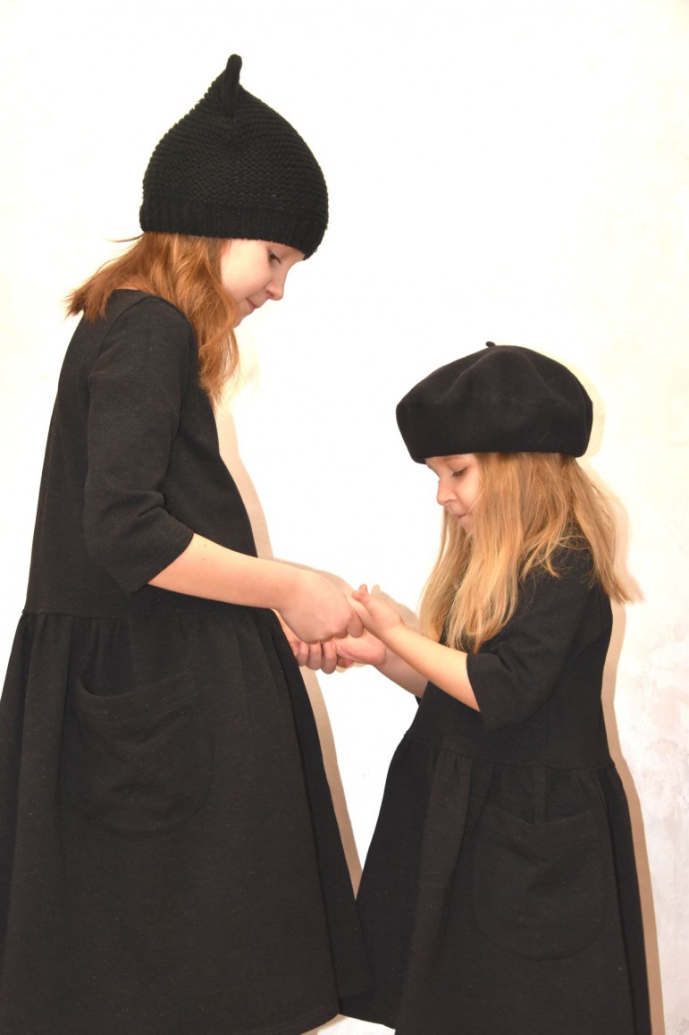 2THE SAME DRESSES WITH POCKETS FOR SISTERS - BLACK