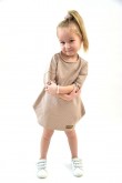 2GIRL'S TUNIC DRESS WITH POCKETS - BEIGE WITH DOTS