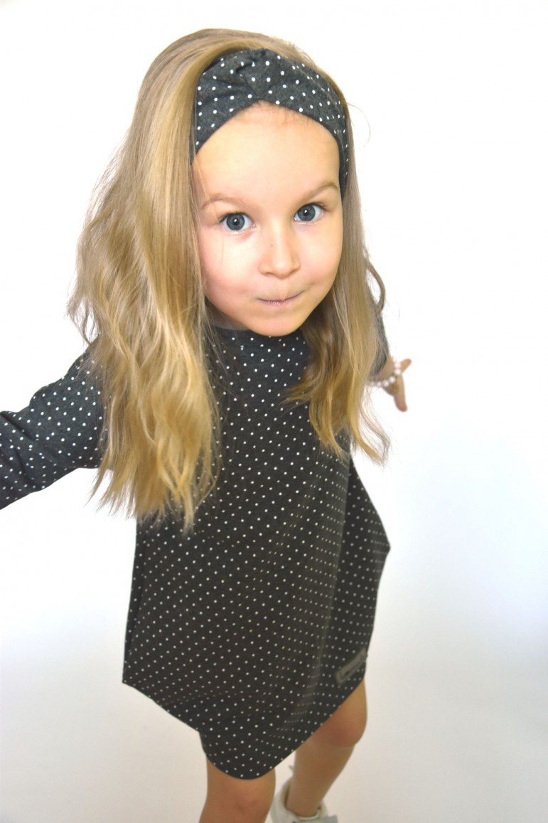 2CASUAL WOMEN'S AND GIRL'S HEADBAND - GRAY WITH DOTS