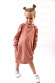 2EXTENDED SWEATSHIRT, SPORTS DRESS FOR A GIRL - POWDER PINK