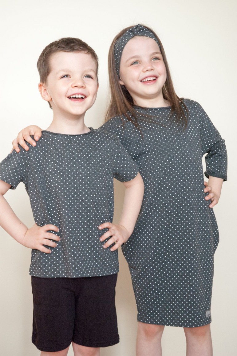 2A SET FOR BROTHER AND SISTER - T SHIRT AND TUNIC WITH DOTS