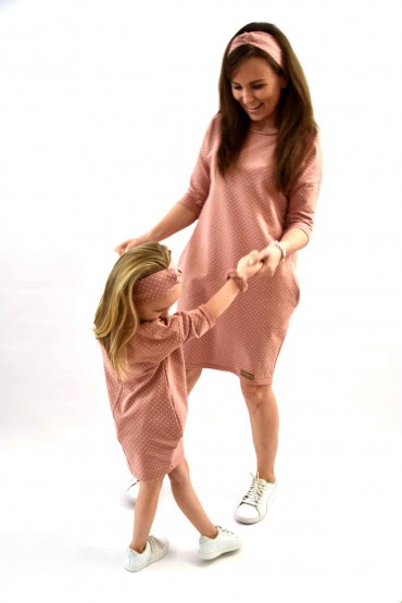 THE SET OF OVERSIZED TUNIC DRESSES FOR MOTHER AND DAUGHTER - PINK