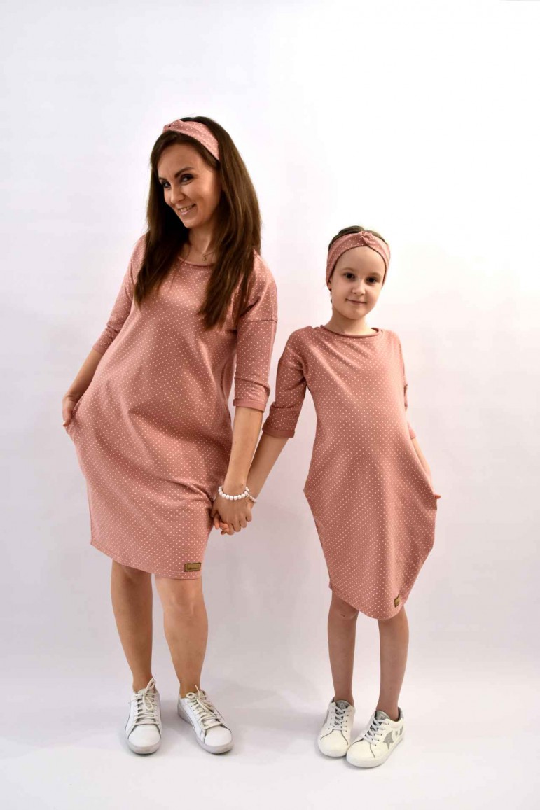 2THE SET OF OVERSIZED TUNIC DRESSES FOR MOTHER AND DAUGHTER - PINK