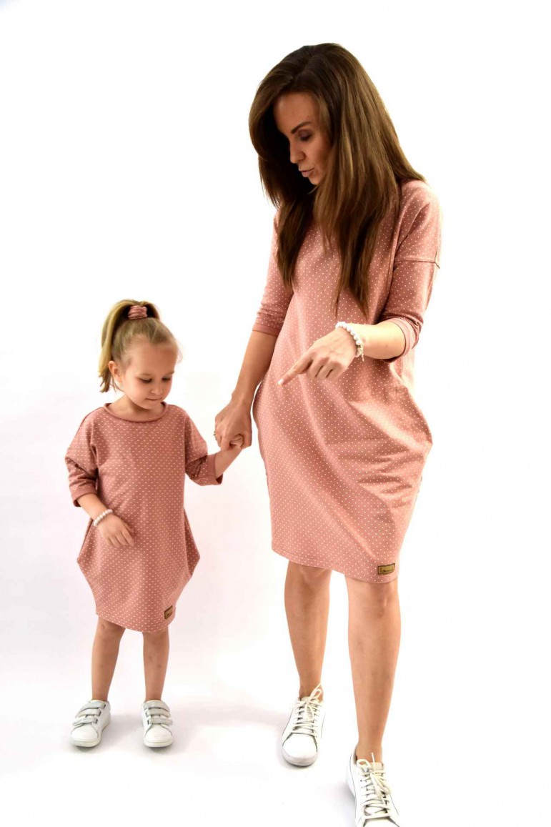 2THE SET OF OVERSIZED TUNIC DRESSES FOR MOTHER AND DAUGHTER - PINK