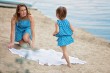 2SET OF TRAPEZOID BLUE POLKA DOT DRESSES FOR MOTHER AND DAUGHTER - BLUE
