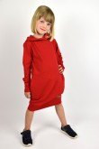 2EXTENDED HOODED SWEATSHIRT, SPORTS DRESS FOR A GIRL - RED