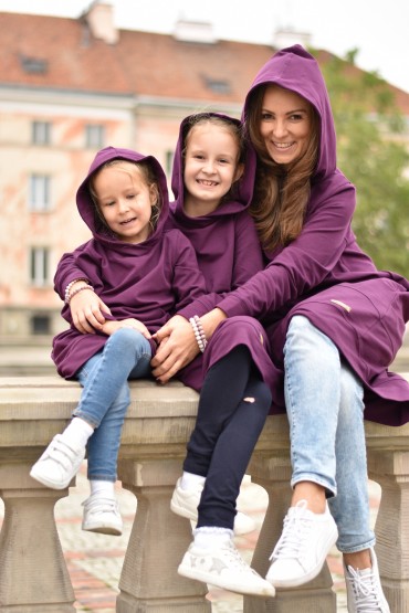 CASUAL LOOSE LONG HOODED SWEATSHIRT FOR MOTHER AND DAUGHTER - PURPLE