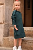 2EXTENDED HOODED SWEATSHIRT, SPORTS DRESS FOR A GIRL - GREEN