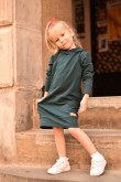 2EXTENDED HOODED SWEATSHIRT, SPORTS DRESS FOR A GIRL - GREEN