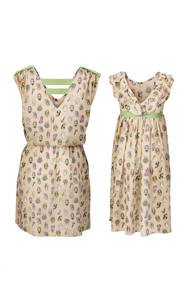 2SUMMER MATCHING DRESSES FOR MOTHWR AND DAUHTER - OWL COLLECTION