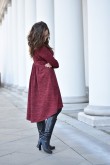 2CASUAL ELEGANT DRESS WITH EXTENDED BACK - BURGUNDY AND BLACK