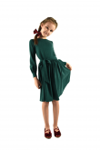 2CHARMING GIRL'S DRESS WITH A BELT BOW - GREEN