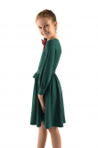 2CHARMING GIRL'S DRESS WITH A BELT BOW - GREEN