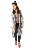 2WOMEN'S LONG CARDIGAN WITH POCKETS - GRAY