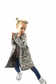 2LONG CARDIGAN FOR GIRL WITH POCKETS - GRAY