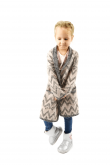 2LONG CARDIGAN FOR GIRL WITH POCKETS - GRAY WITH SOFT PINK