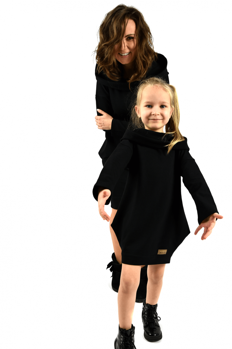 2THE SET OF OVERSIZED HOODED TUNICS FOR MOTHER AND DAUGHTER - BLACK