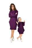 2THE SET OF OVERSIZED HOODED TUNICS FOR MOTHER AND DAUGHTER - EXTRAVAGANT PURPLE