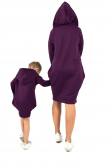 2THE SET OF OVERSIZED HOODED TUNICS FOR MOTHER AND DAUGHTER - EXTRAVAGANT PURPLE