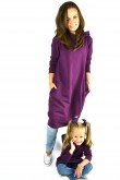 2CASUAL LOOSE LONG HOODED SWEATSHIRT FOR MOTHER AND DAUGHTER - PURPLE