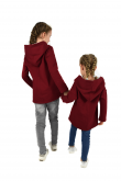 2SWEATSHIRTS WITH AN EXTENDED BACK FOR SISTERS - ECRU WITH BURGUNDY