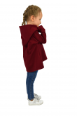 2SWEATSHIRT WITH AN EXTENDED BACK FOR GIRLS - BURGUNDY WITH ECRU
