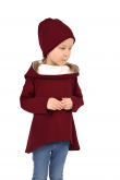 2SWEATSHIRT WITH AN EXTENDED BACK FOR GIRLS - BURGUNDY WITH ECRU