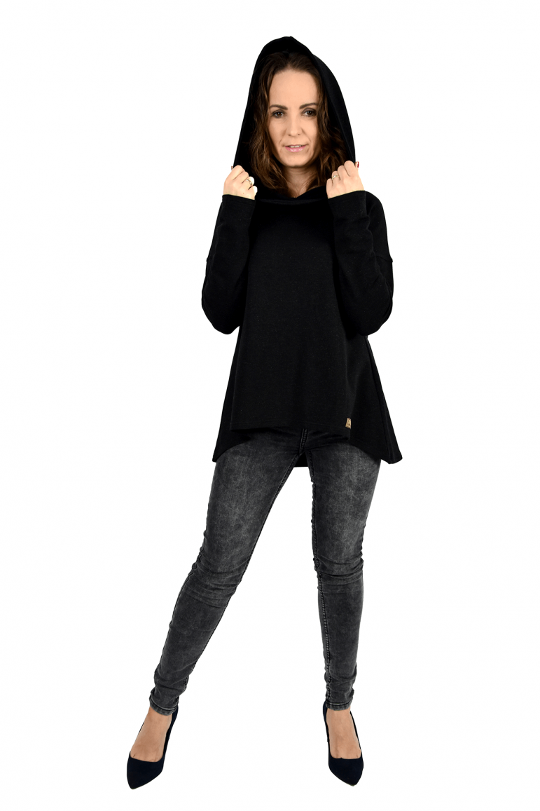 2Women's sweatshirt with an extended back - black