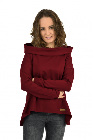 WOMEN'S SWEATSHIRT WITH AN EXTENDED BACK - BURGUNDY