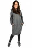 2LONG HOODED SWEATSHIRT, DRESS WITH HOOD - WITH A SILVER THREAD
