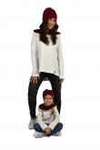 2THE SET OF OVERSIZED HOODIE FOR MOTHER AND DAUGHTER - ECRU BURGUNDY